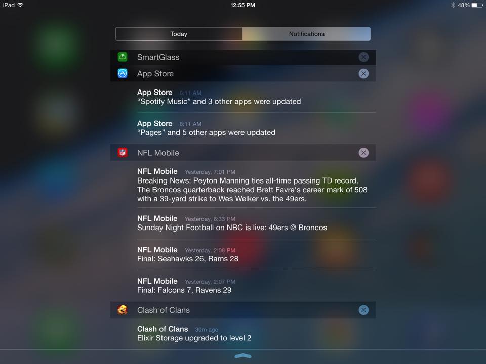 Clash of Clans ipad notification