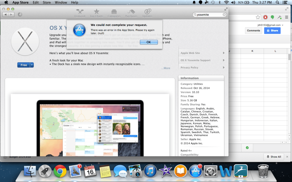 OS X Yosemite download error