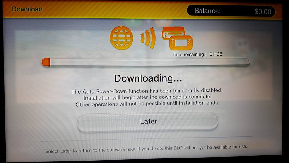Wii U downloading screen